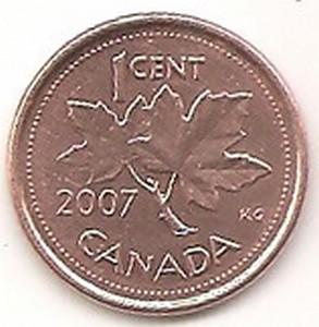 Kanada. 1 centas ( 2007 ) XF